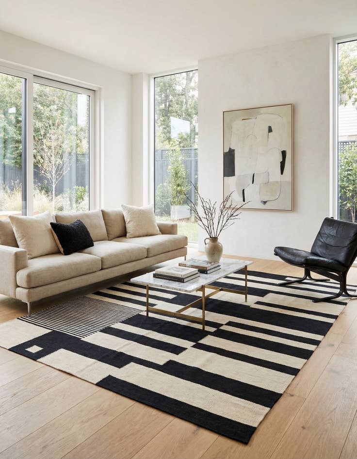 Detail image of  5' 1 x 6' 10  Hand Woven Kilim Modern Wool Rug