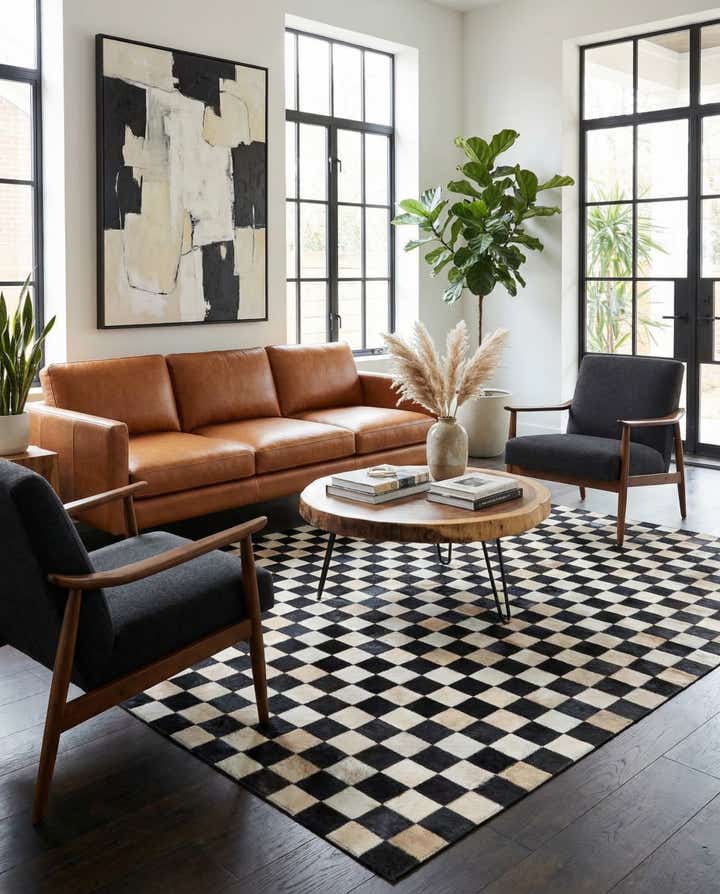 5' 1 x 8' Cowhide Leather Rug