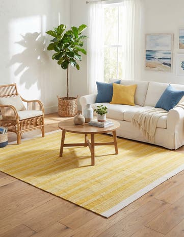 Sunshine Yellow Hand Woven Lariat Square Rug