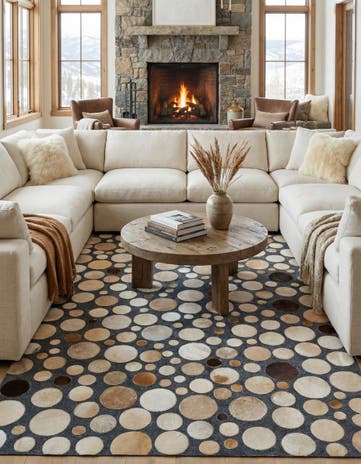 5' 2 x 7' 6 Cowhide Leather Rug