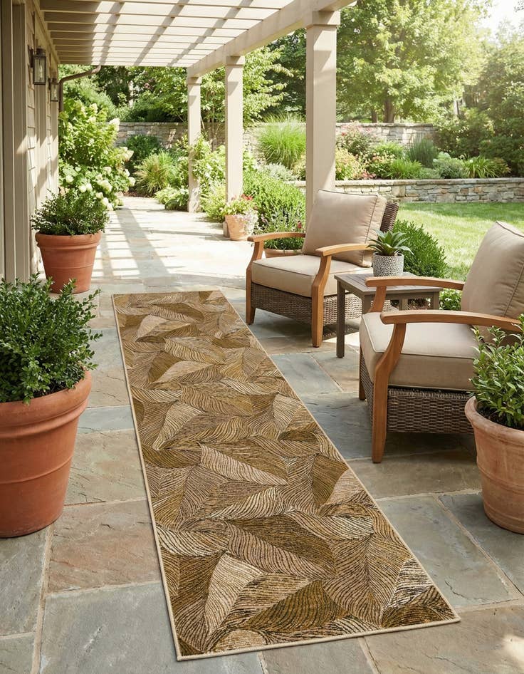 Detail image of  2' 7 x 12'  Washable Botanical Indoor / Outdoor Runner Rug