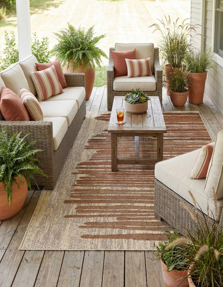 Detail image of 4' x 6'  Washable Modern Indoor / Outdoor Rug