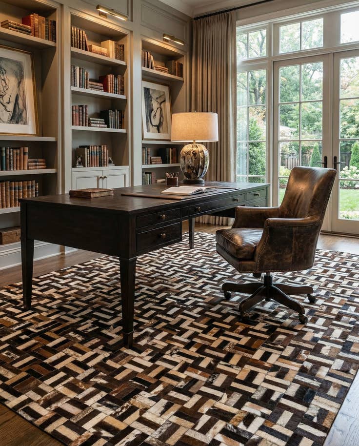 Detail image of 4' 11 x 7' 11 Cowhide - Patchwork Rug