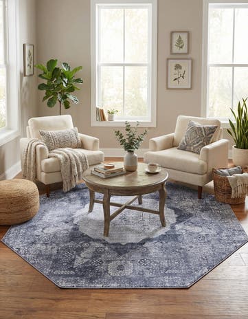 7' 10 x 7' 10 Washable Yara Octagon Rug