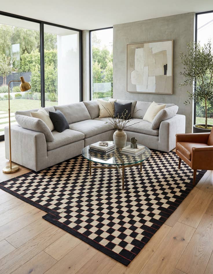 Detail image of 6' 9 x 9' 6  Hand Woven Kilim Modern Wool Rug