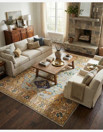 7' 10 x 9' 8 Hand Knotted Oushak Rug