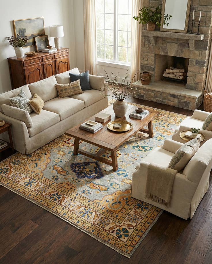 Detail image of 7' 10 x 9' 8 Hand Knotted Oushak Rug