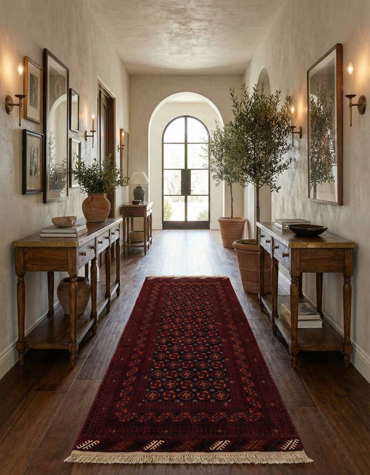 Detail image of 3' 3 x 6' 10  Hand Knotted Afghan Akhche Wool Runner Rug