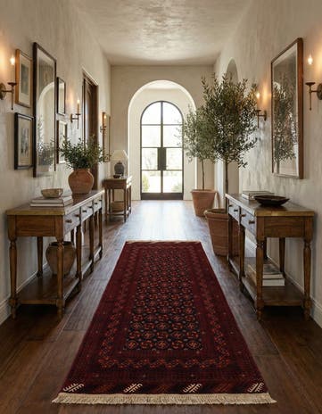 3' 3 x 6' 10 Hand Knotted Afghan Akhche Wool Runner Rug