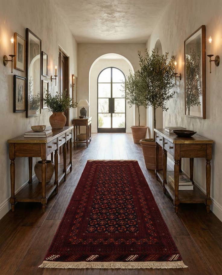 Detail image of 3' 3 x 6' 10 Hand Knotted Afghan Akhche Wool Runner Rug