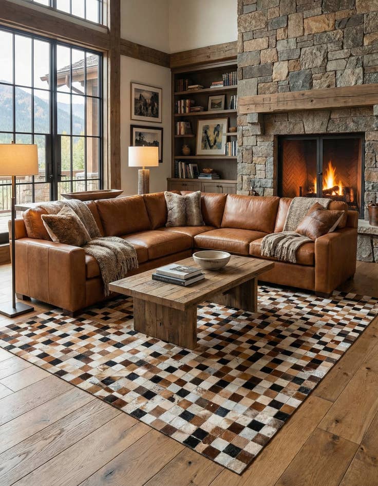 Detail image of  8' x 10' Cowhide Leather Rug