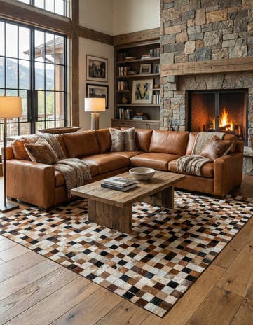 8' x 10' Cowhide Leather Rug