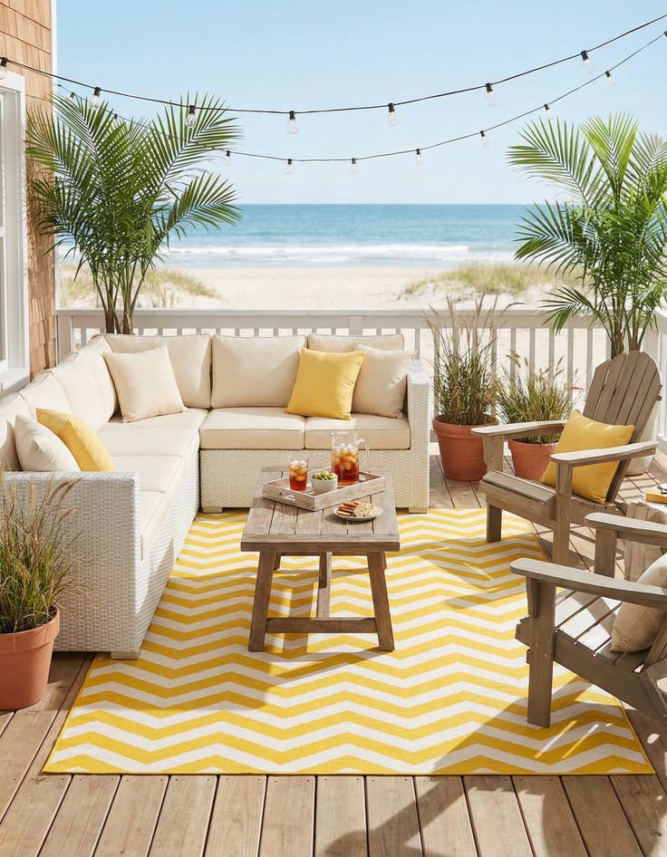 Detail image of  7' 10 x 10'  Washable Coastal Indoor / Outdoor Rug