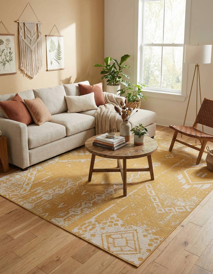Detail image of 10' 8 x 10' 8 Easy-Clean Bohemian Indoor / Outdoor Square Rug