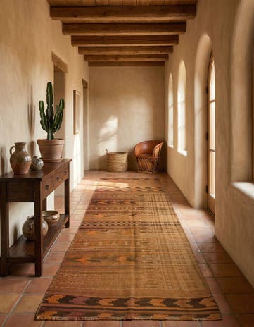 3' 8 x 8' 4 Hand Woven Kilim Fars Wool Runner Rug