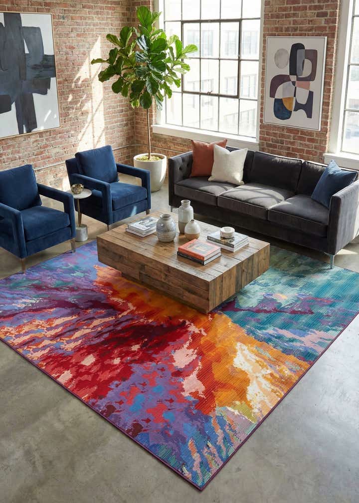 10' x 10' Easy-Clean Modern Indoor / Outdoor Square Rug