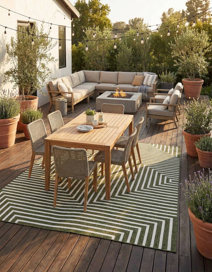 Detail image of 10' x 14'  Washable Modern Indoor / Outdoor Rug