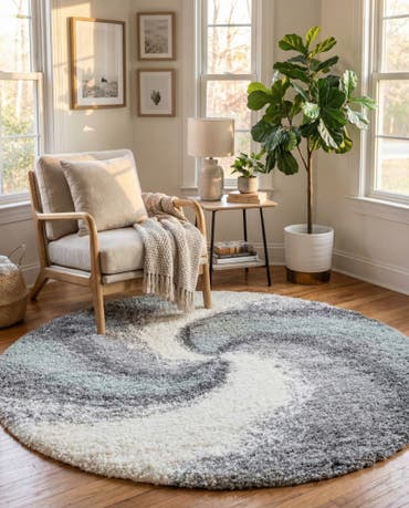  4' x 4' Soft Touch Shag Round Rug
