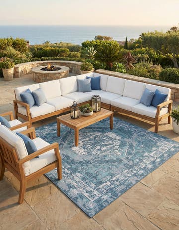 13' x 13' Easy-Clean Traditional Indoor / Outdoor Square Rug