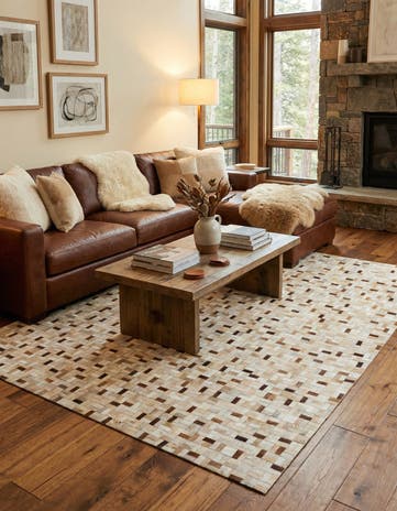 8' x 9' 9 Cowhide Leather Rug