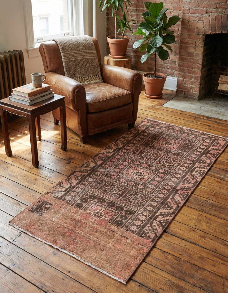 Detail image of 2' 5 x 5' 5  Hand Knotted Ultra Vintage Persian Wool Runner Rug