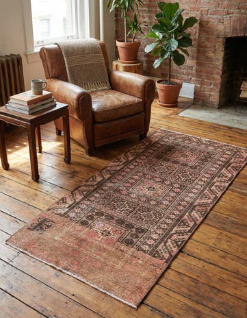 2' 5 x 5' 5 Hand Knotted Ultra Vintage Persian Wool Runner Rug