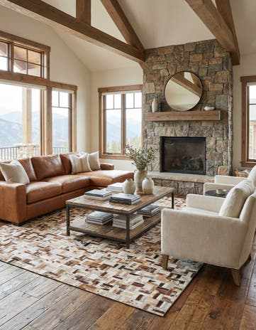 5' x 8' Cowhide Leather Rug