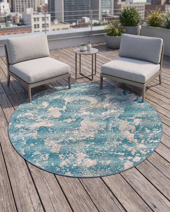 5' x 5' Easy-Clean Modern Indoor / Outdoor Round Rug