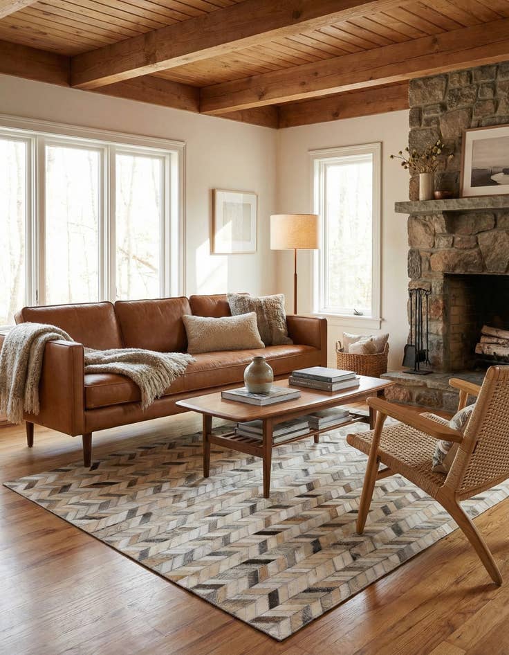 Detail image of 4' x 6' Cowhide Stocks Rug