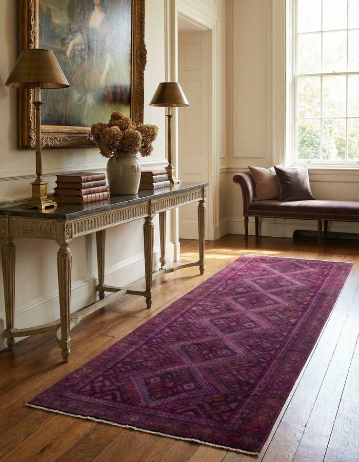 Detail image of 3' 9 x 9' 9  Hand Knotted Ultra Vintage Persian Wool Runner Rug