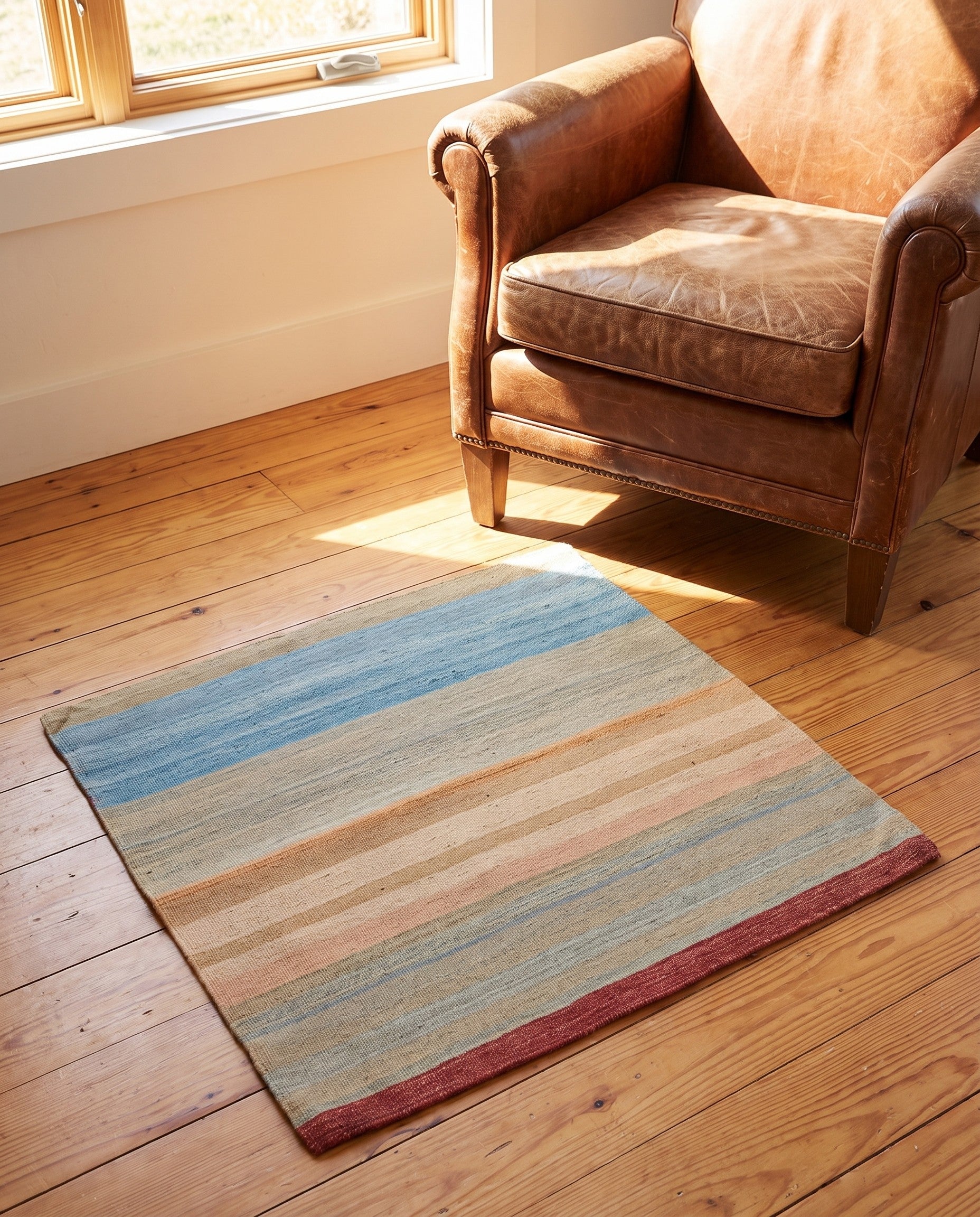 3' 2 x 3' 4 Hand Woven Pillow Wool Square Rug