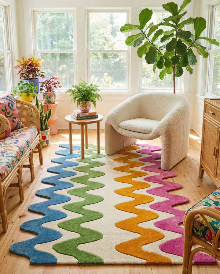 4' 1 x 6' 1 Happy Rugs Wavy Wool