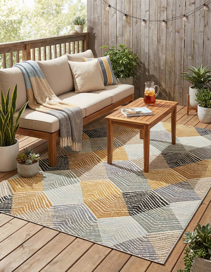 Detail image of 5' x 7'  Washable Modern Indoor / Outdoor Rug