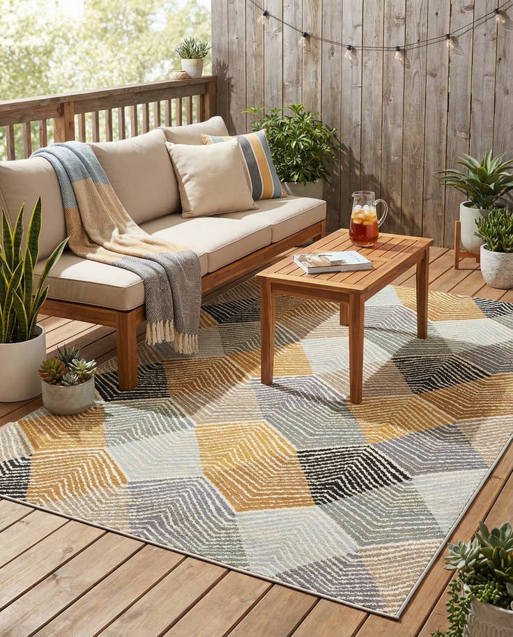 Detail image of 5' x 7' Easy-Clean Modern Indoor / Outdoor Rug