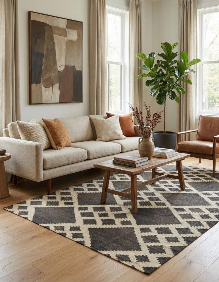 Detail image of 3' 8 x 6'  Hand Woven Kilim Modern Wool Rug