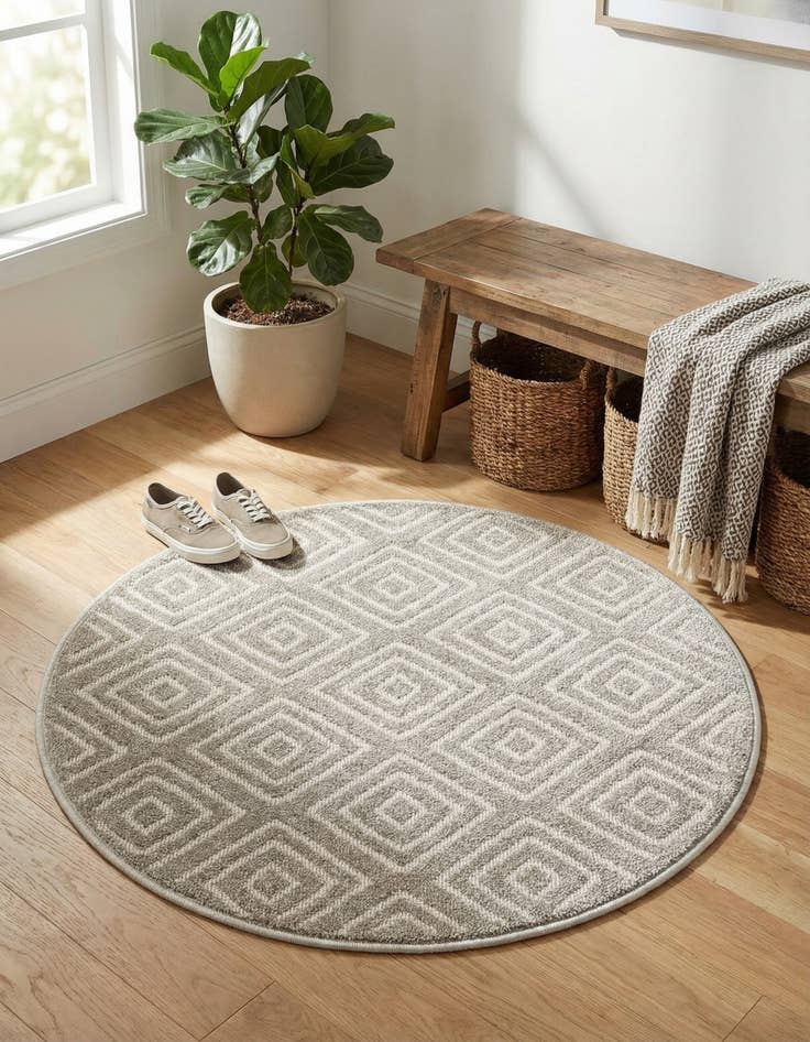 Detail image of  3' x 3'  Washable Sabrina Soto Indoor / Outdoor Round Rug