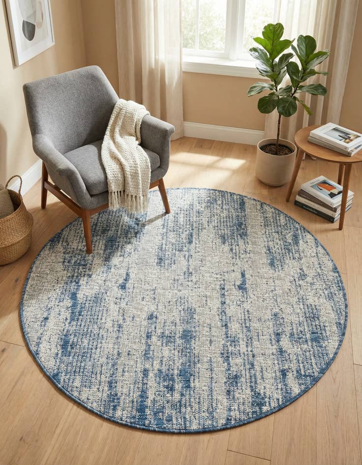Detail image of 4' x 4'  Washable Modern Indoor / Outdoor Round Rug