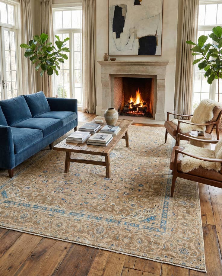 Detail image of 9' x 12' 9 Hand Knotted Ultra Vintage Persian Wool Rug