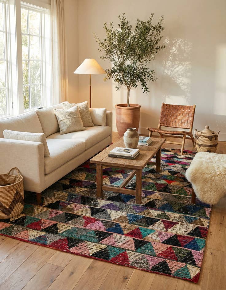 Detail image of  6' 2 x 9' 9  Hand Knotted Moroccan Wool Rug