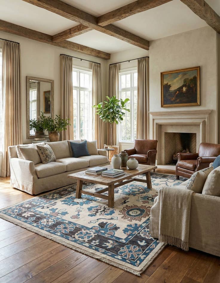 Detail image of 9' 1 x 12' 3  Hand Knotted Oushak Wool Rug