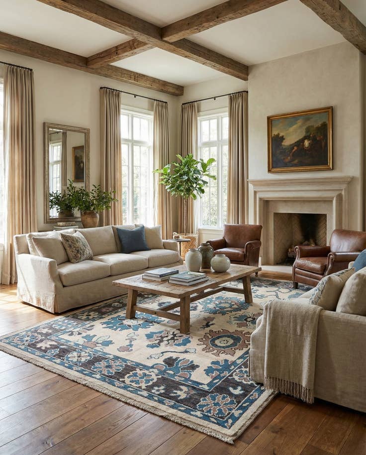 Detail image of 9' 1 x 12' 3 Hand Knotted Oushak Wool Rug