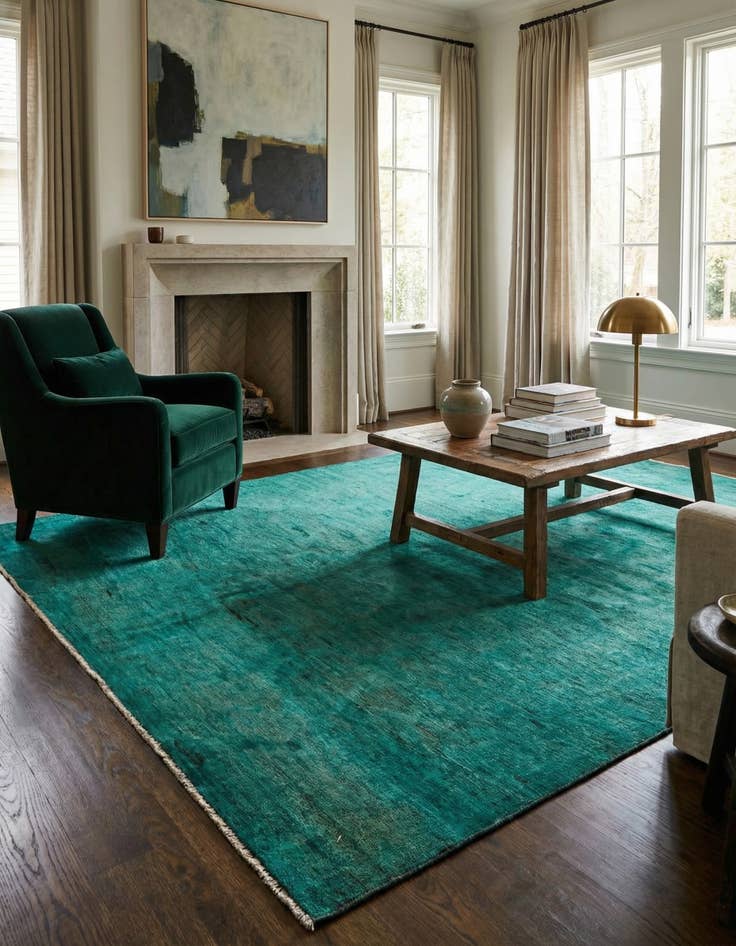 Detail image of 5' 3 x 6' 6  Hand Knotted Over-Dyed Ziegler Square Rug