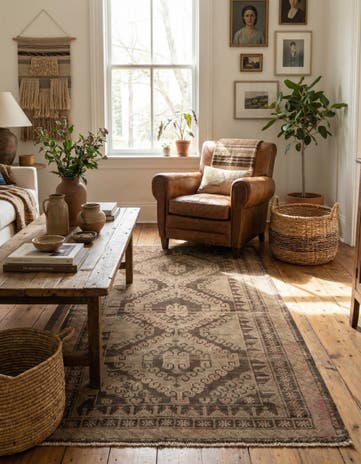 3' 7 x 6' 2 Hand Knotted Ultra Vintage Persian Wool Rug