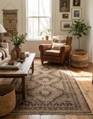 3' 7 x 6' 2 Hand Knotted Ultra Vintage Persian Wool Rug