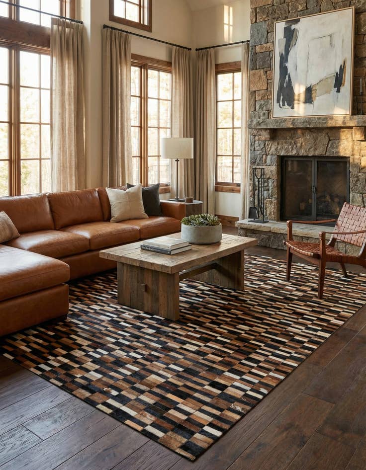 Detail image of  5' x 7' 11 Cowhide - Patchwork Rug