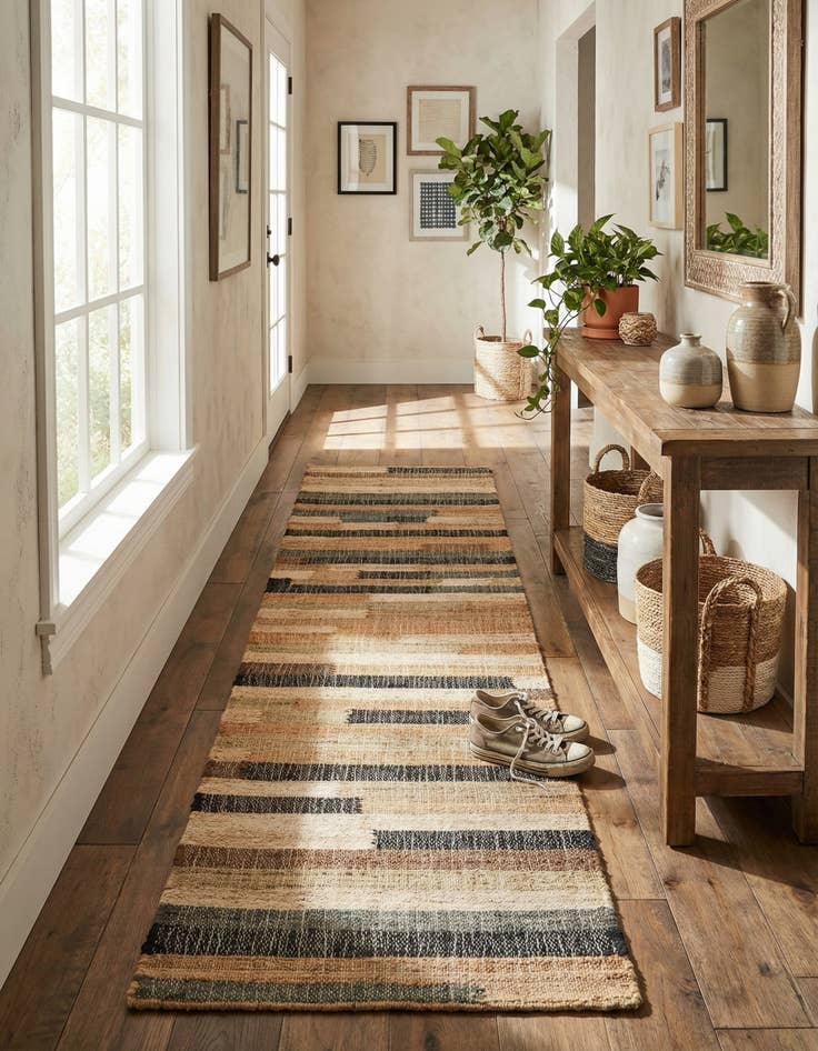 Detail image of 2' x 8'  Hand Woven Kala Handwoven Jute Runner Rug