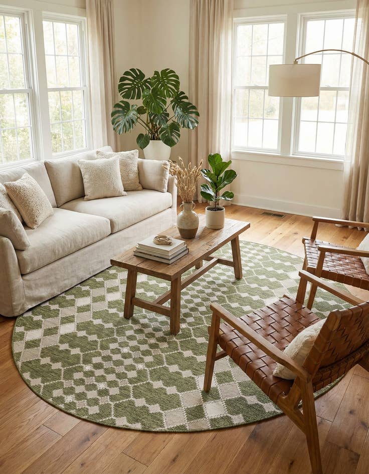 Detail image of 10' x 10'  Washable Trellis Indoor / Outdoor Round Rug