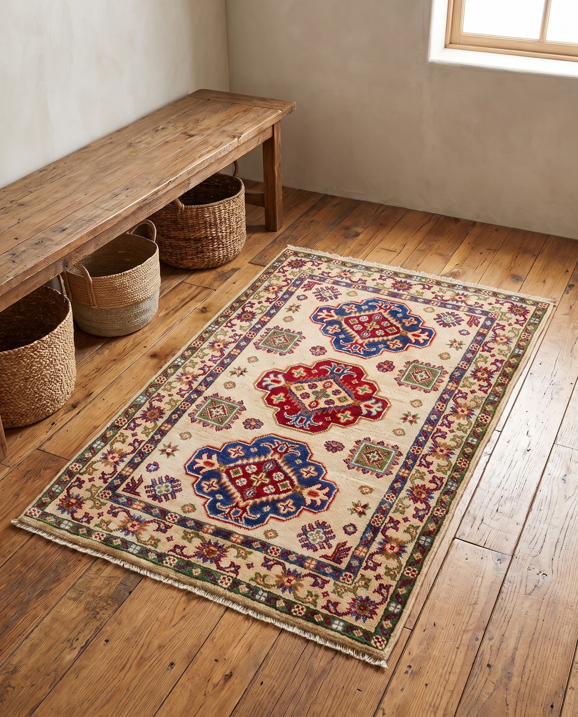 2' 8 x 4' Hand Knotted Kazak Rug