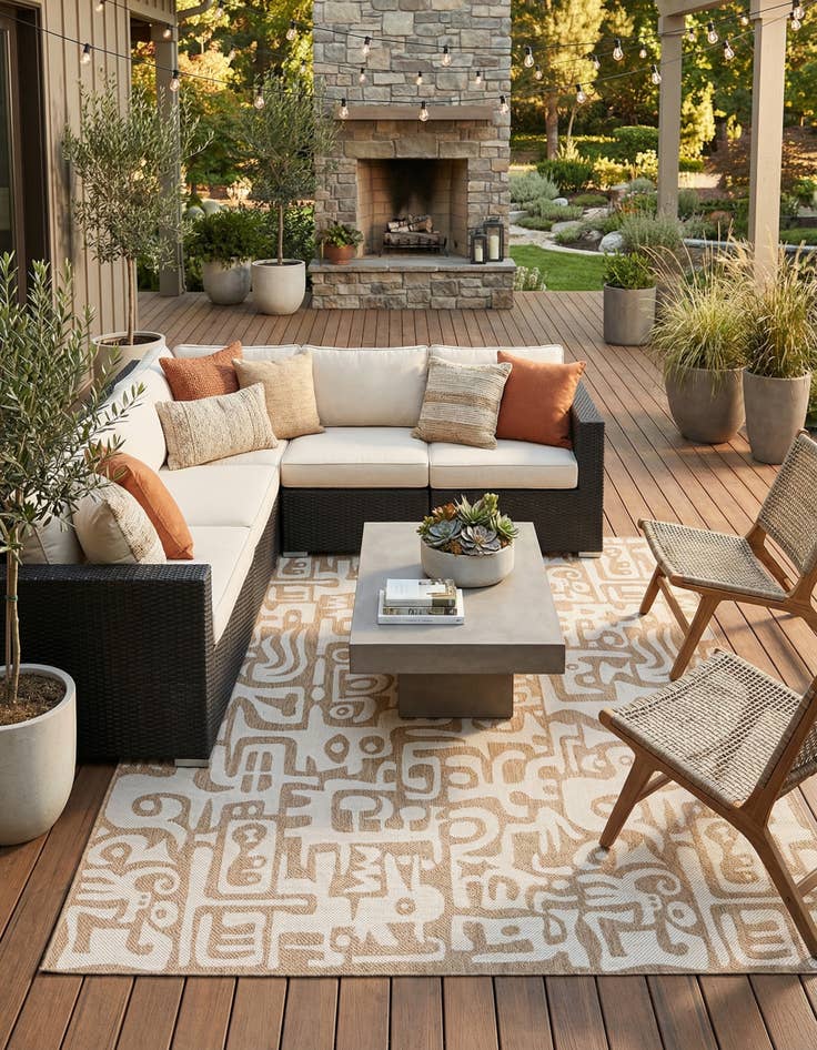 Detail image of 9' x 12'  Washable Modern Indoor / Outdoor Rug