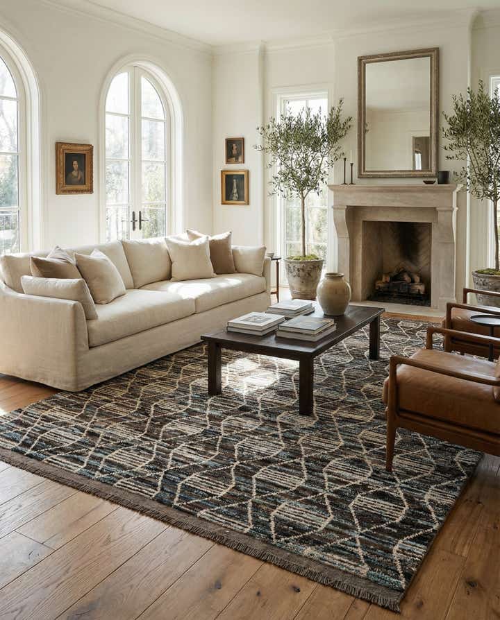 6' 9 x 9' 11 Hand Knotted Moroccan Wool Rug
